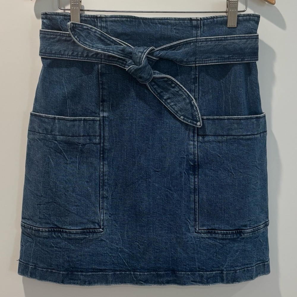 La Vie Rebecca Taylor Tie-Waist Stretch Denim Mini Skirt Size 10 (30)